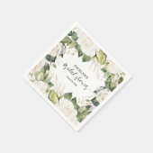 Elegant White Roses Bridal Shower Servet (Hoek)