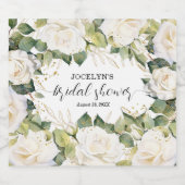 Elegant White Roses Bridal Shower Sparkling Wijnetiket (Enkel label)