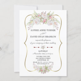 Elegant White Roses Burgundy Gold Lijst Weddenscha Kaart