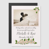 Elegant White Roses Dank u voor uw magnetische kaa (Voorkant / Achterkant)