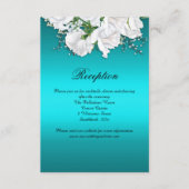 Elegant White Roses en Aqua Wedding Reception Informatiekaartje (Voorkant)