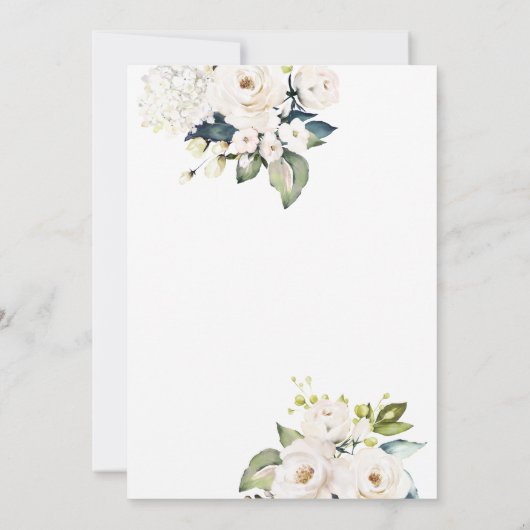 Elegant White Roses en Hydrangeas Floral Wedding Kaart (Achterkant)