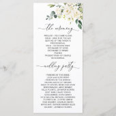 Elegant White Roses Eucalyptus Wedding Ceremony Programmakaart (Achterkant)