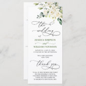 Elegant White Roses Eucalyptus Wedding Ceremony Programmakaart (Voorkant / Achterkant)