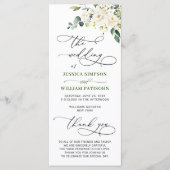 Elegant White Roses Eucalyptus Wedding Ceremony Programmakaart (Voorkant)