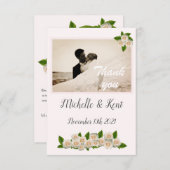 Elegant White Roses Flat Dank je wel Bedankkaart (Voorkant / Achterkant)