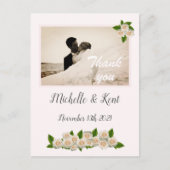 Elegant White Roses Flat Hartelijk dank Briefkaart (Voorkant)