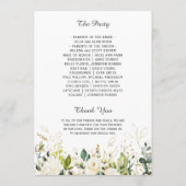 Elegant White Roses Floral Wedding Programmakaart (Achterkant)