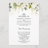 Elegant White Roses Floral Wedding Programmakaart (Voorkant)