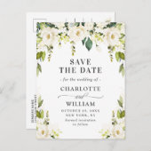 Elegant White Roses Flowers Weddenschap Save the D Aankondigingskaart (Voorkant / Achterkant)