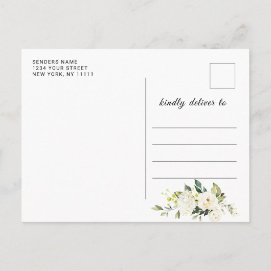 Elegant White Roses Flowers Weddenschap Save the D Aankondigingskaart (Achterkant)