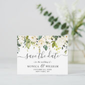 Elegant White Roses Flowers Weddenschap Save the D Briefkaart (Staand voorkant)