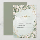 Elegant White Roses Frame Wedding  Kaart (Voorkant / Achterkant)