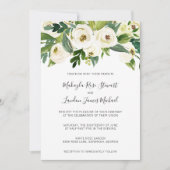 Elegant White Roses Greenery Floral Wedding Kaart (Voorkant)