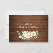 Elegant White Roses Greenery Lace Rustic Wedding RSVP Kaartje (Achterkant)