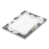 Elegant White Roses Greenery Navy Blue Name Notitieblok (Linkerzijde)