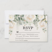 Elegant White Roses Greenery Wedding RSVP Kaartje (Voorkant)