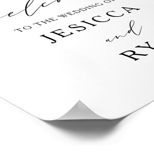 Elegant White Roses Greenery Wedding Welcome Sign Poster (Hoek)