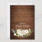 Elegant White Roses Lace Rustic Bridal Brunch Kaart (Achterkant)