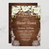 Elegant White Roses Lace Rustic Bridal Brunch Kaart (Voorkant / Achterkant)