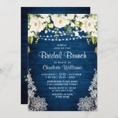 Elegant White Roses Lace Rustic Bridal Brunch Kaart (Voorkant / Achterkant)