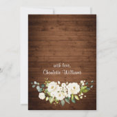 Elegant White Roses Lace Rustic Bridal Luncheon Kaart (Achterkant)