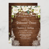 Elegant White Roses Lace Rustic Rehearsal Dinner Kaart (Voorkant / Achterkant)