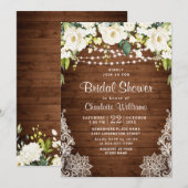 Elegant White Roses Lace Rustic Vrijgezellenfeest Kaart (Voorkant / Achterkant)