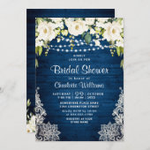 Elegant White Roses Lace Rustic Vrijgezellenfeest Kaart (Voorkant / Achterkant)