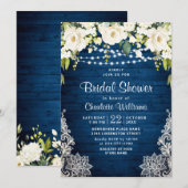 Elegant White Roses Lace Rustic Vrijgezellenfeest Kaart (Voorkant / Achterkant)