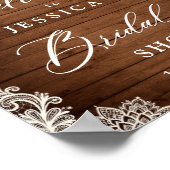 Elegant White Roses Lace Rustic Vrijgezellenfeest Poster (Hoek)