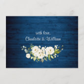 Elegant White Roses Lace Rustic Wedding Details Informatiekaartje (Achterkant)