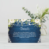 Elegant White Roses Lace Rustic Wedding Details Informatiekaartje (Staand voorkant)