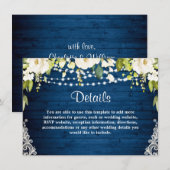 Elegant White Roses Lace Rustic Wedding Details Informatiekaartje (Voorkant / Achterkant)