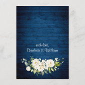 Elegant White Roses Lace Rustic Wedding Details Informatiekaartje (Achterkant)