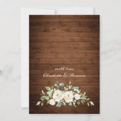 Elegant White Roses Lace Rustic Wood Wedding Kaart (Achterkant)