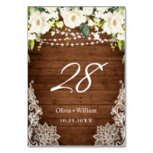 Elegant White Roses Lace Rustic Wood Wedding Kaart (Achterkant)