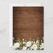 Elegant White Roses Lace Rustic Wood Wedding Kaart (Achterkant)