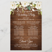 Elegant White Roses Lace Wedding Ceremony Programm (Achterkant)