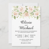 Elegant White Roses Minimalist Engagement Party Kaart (Voorkant)