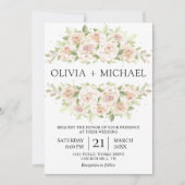 Elegant White Roses minimalist Wedding Invitation Kaart (Voorkant)
