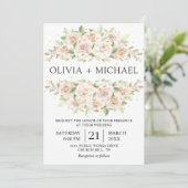 Elegant White Roses minimalist Wedding Invitation Kaart (Staand voorkant)