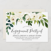 Elegant White Roses Moderne Engagement Party Kaart (Voorkant / Achterkant)