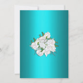 Elegant White Roses over Aqua Wedding Invitation (Achterkant)