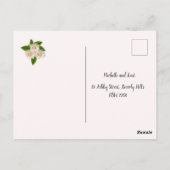 Elegant White Roses Pink Blush RSVP Briefkaart (Achterkant)