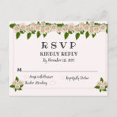 Elegant White Roses Pink Blush RSVP Briefkaart (Voorkant)