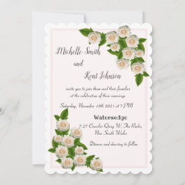Elegant White Roses Pink Blush Weddenschap Kaart