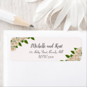 Elegant White Roses Pink Return Address Label (Insitu)