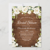 Elegant White Roses Rustic Wood Vrijgezellenfeest Kaart (Voorkant)