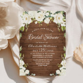 Elegant White Roses Rustic Wood Vrijgezellenfeest Kaart